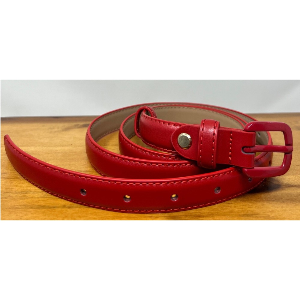 Unbranded Skinny Belt Womens 48 Inch Faux Leather Slim Red Monochrome Excellent